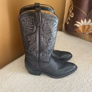 Black leather cowboy boots